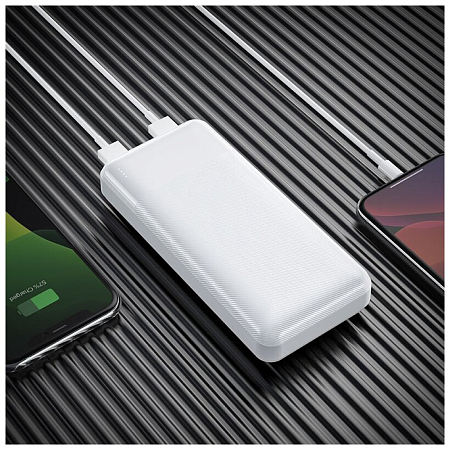 Универсальный Доп. Аккумулятор 20000mAh, J72A, HOCO, 2 USB (5V/2.0A), белый
