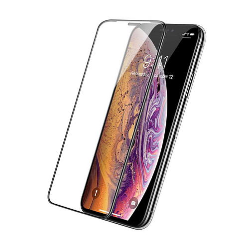 Защитное стекло на iPhone XR/11 (6.1),  с сеточкой для динамика, черное, X-CASE