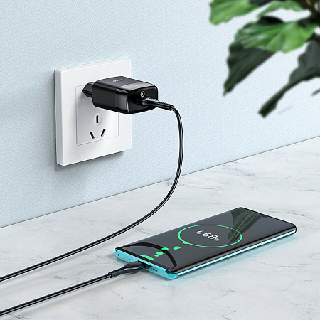 Сетевое зарядное устройство, 1 USB 3.0A (C72Q), HOCO, черный