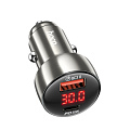 Автомобильное зарядное устройство, 1 USB 18W+1 PD 30W (Z50), HOCO, серый