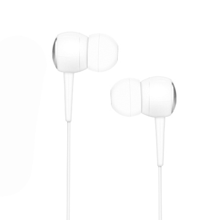 Проводные наушники M19 Drumbeat Universal, HOCO, вакуумные с микрофоном, белые