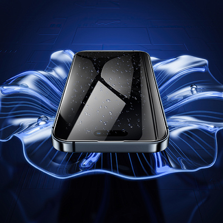 Защитное стекло для iPhone 15/16, G777 Plus, HOCO, anti-static, антишпион, черное