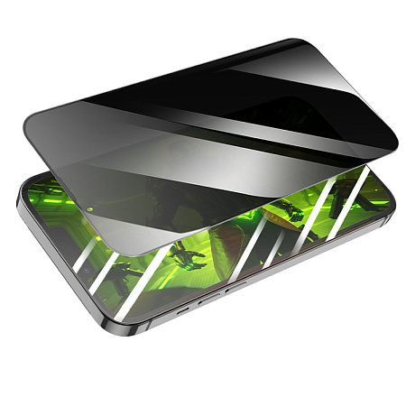 Защитное стекло на iPhone 13 (6.1)/13 Pro/14/16e, A777 Plus, HOCO, антишпионское, черное