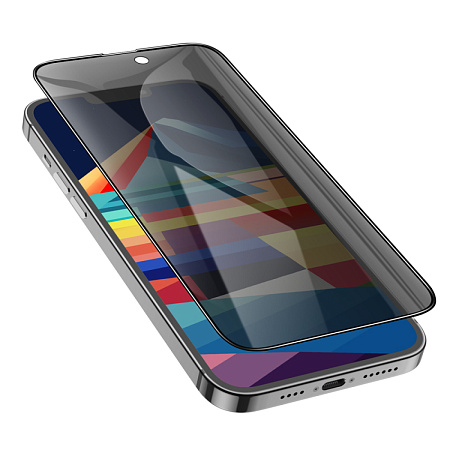 Защитное стекло для iPhone 15/16, A12 Pro, HOCO, 3D full screen HD tempered glass, черное