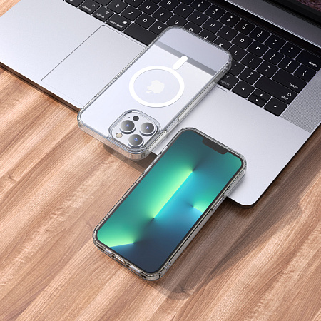 Чехол силиконовый для iPhone 13 Pro (6.1), Магнитный (MagSafe), X-CASE, прозрачный