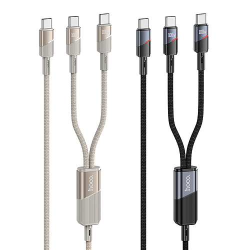 Кабель с 1 Type-C на 2 Type-C, U139, HOCO, 100W, цвет черный