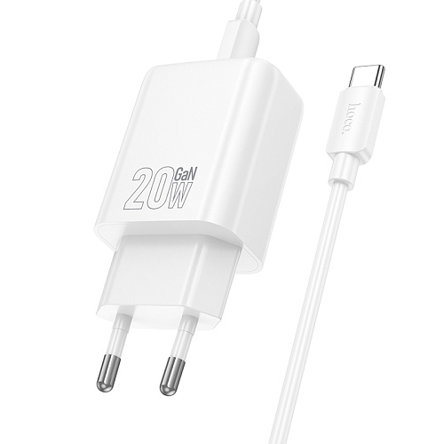 Сетевое зарядное устройство, 1 PD 20W + 1 USB 3.0 QC (N61), HOCO, Type-C to Type-C, белый