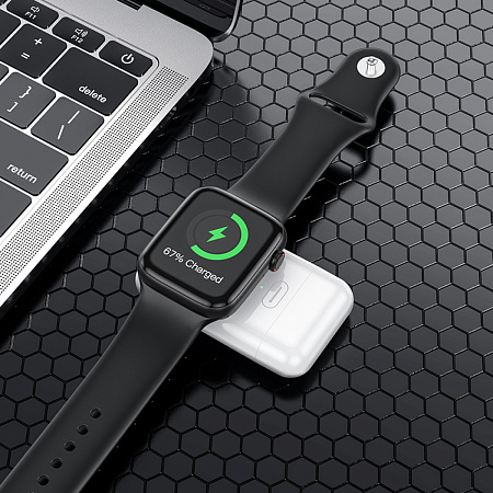 Универсальный Доп. Аккумулятор 1000mAh, J120, HOCO, зарядное устройство для iWatch, белый