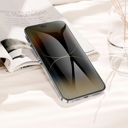 Защитное стекло для iPhone 15 Pro Max, G15, HOCO, Guardian shield series full-screen anti-spy tempered glass, черное