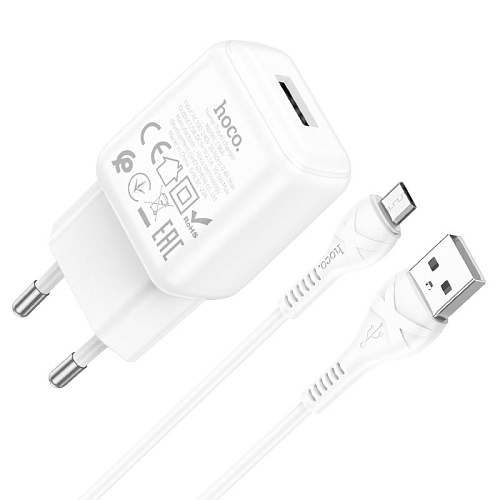 Сетевое зарядное устройство, 1 USB 2.1A (C96A), HOCO, Micro, белый
