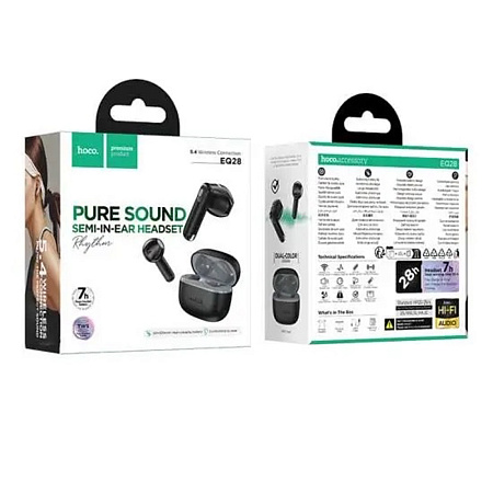 Беспроводные наушники EQ28, HOCO, время работы: 7ч, цвет черный