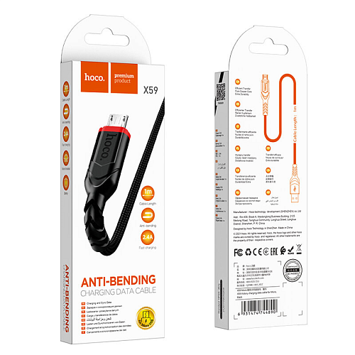 USB Кабель Micro, HOCO, X59, черный