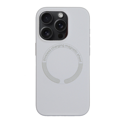 Чехол-накладка для iPhone 15 Pro, Silicon Case, магнитный (MagSafe), без лого, X-CASE, белый