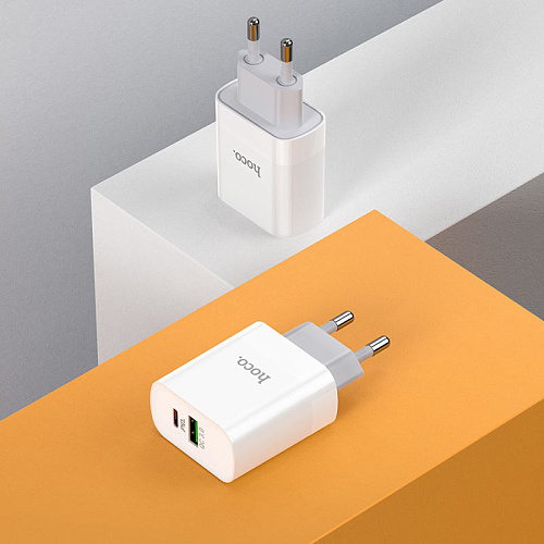 Сетевое зарядное устройство, 1 PD 20W + 1 USB 3.0 QC (C80A), HOCO, белый