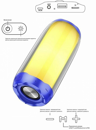 Колонка HC8 Pulsating colorful, Светится во время работы, HOCO, синий