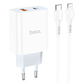 Сетевое зарядное устройство, 1 PD 20W + 1 USB 3.0 QC (C97A), HOCO, Type-C to Lightning, белый