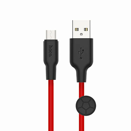 USB Кабель Micro, HOCO, X21 Plus, 0.25м, силиконовый, черно-красный