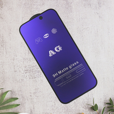 Защитное стекло на iPhone 16 Pro Max, Anti-blue ray матовый черный, X-CASE