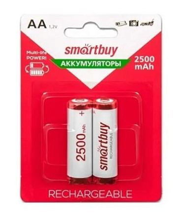 Батарейки аккумуляторные комплект 2 штуки R06 AA (2500mAч) SMARTBUY
