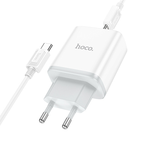 Сетевое зарядное устройство, 1 PD 20W (C104A), HOCO, Type-C to Type-C, белый