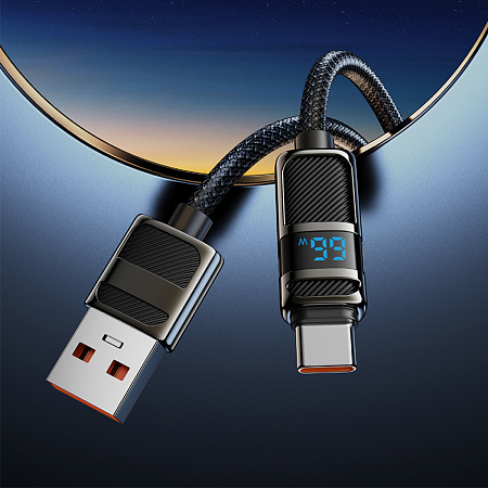 USB Кабель Type-C, HOCO, U137, 1.2м, 5A с дисплеем, черный