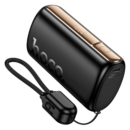 Универсальный Доп. Аккумулятор 10000mAh, Q50, HOCO, выход 1 PD (20W), кабель: Type-C, Lightning, черный
