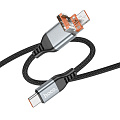 Кабель Type-C/USB-A на Type-C, 2 в 1, HOCO, U128, 1.2м, 60W, черный