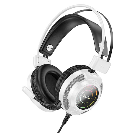 Проводные наушники W110, HOCO, игровые с микрофоном, белые