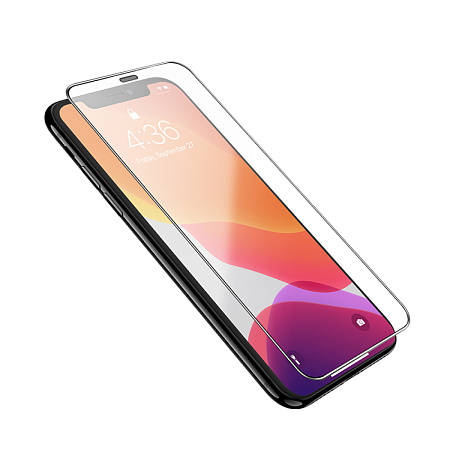 Защитное стекло на iPhone XR/11 (A34), HOCO, 9D large arc dustproof glass, черное