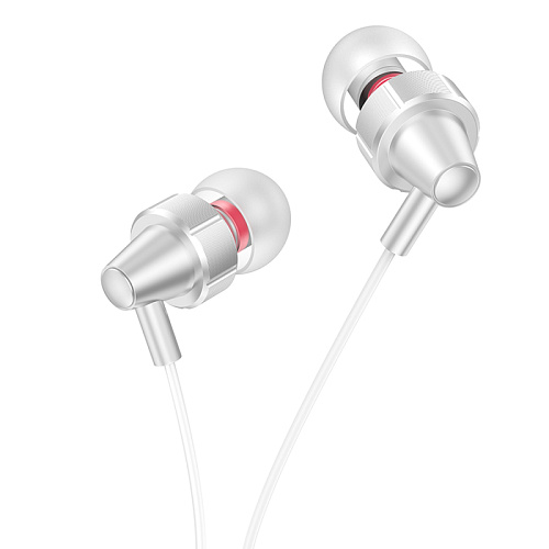 Проводные наушники M90, Delight wire-controlled earphones with microphone, HOCO, вакуумные, серебро