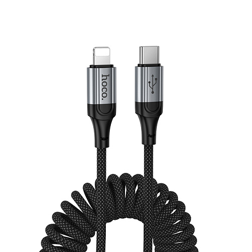 Кабель Lightning to Type-C (PD), HOCO, X121, 1.5 метра, PD 27W, витой, цвет черный