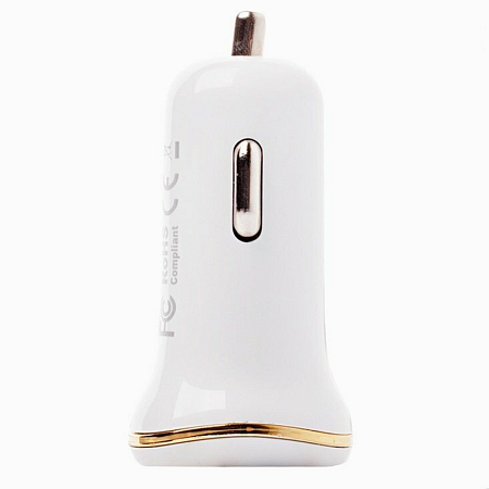Автомобильное зарядное устройство, 2 USB 2.1A (Z1), usb cable lightning, HOCO, белый