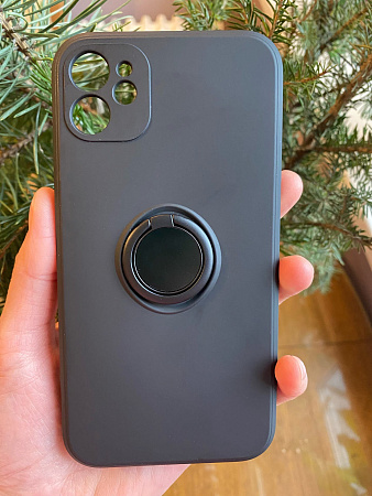 Чехол силиконовый для iPhone 12 (6.1), с держателем, X-CASE, черный