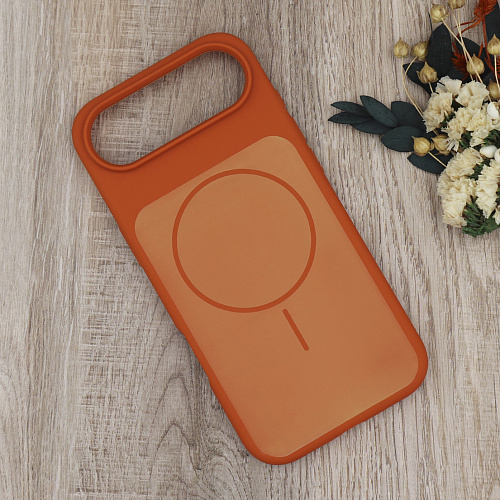Чехол-накладка для iPhone 17 Air, Silicon Case, магнитный (MagSafe), с дизайном, без лого, X-CASE, оранжевый