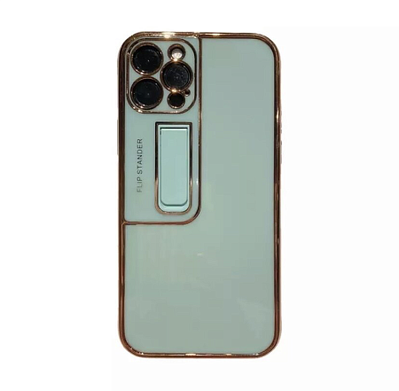 Чехол силиконовый для iPhone 13 Pro (6.1), глянцевый с подставкой, X-CASE, бирюзовый