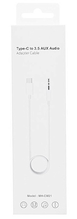 AUX Audio кабель 3,5 мм на Type-C, белый