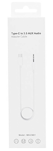 AUX Audio кабель 3,5 мм на Type-C, белый