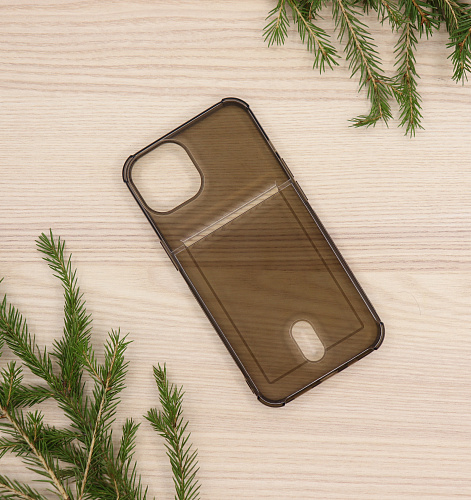 Чехол силиконовый для iPhone 13 (6.1), с карманом для карт, X-CASE, затемненный