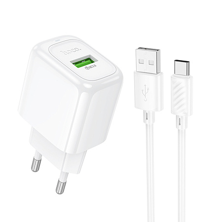 Сетевое зарядное устройство, 1 USB 3.0 QC (CS52A), HOCO, Type-C, белый