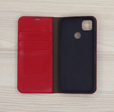 Чехол-книжка для Xiaomi Redmi 9C, боковой, экокожа, красный