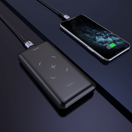 Универсальный Доп. Аккумулятор 10000mAh, J50, HOCO, c беспроводной зарядкой черный