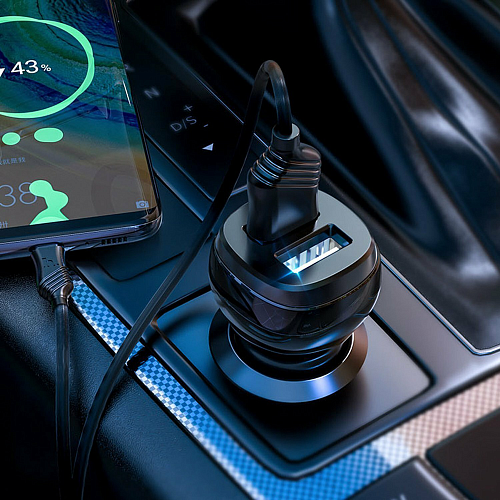 Автомобильное зарядное устройство, 2 USB 2.4A (Z40), usb cable micro, HOCO, черный