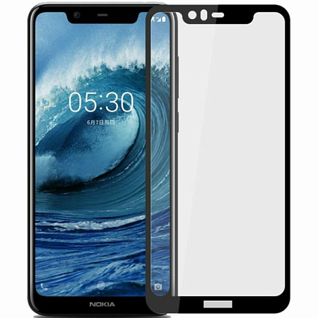 Защитное стекло на Nokia 5.1Plus/X5, 9D, черный, X-CASE