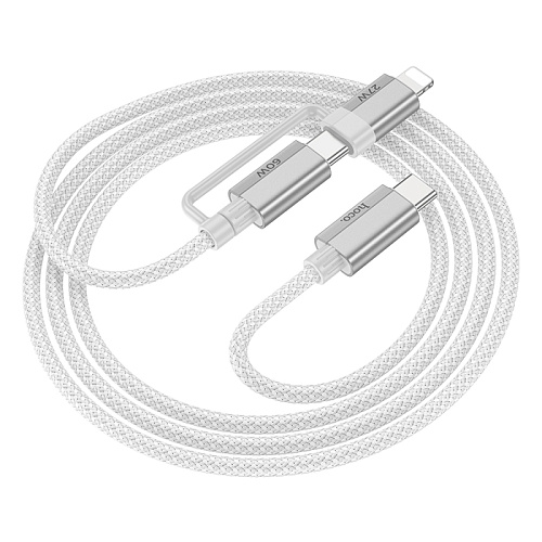 USB дата кабель 2 в 1, Lightning to Type-C или Type-C to Type-C, U134, HOCO, серый