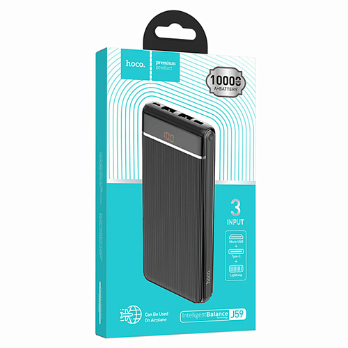 Универсальный Доп. Аккумулятор 10000mAh, J59, HOCO, черный
