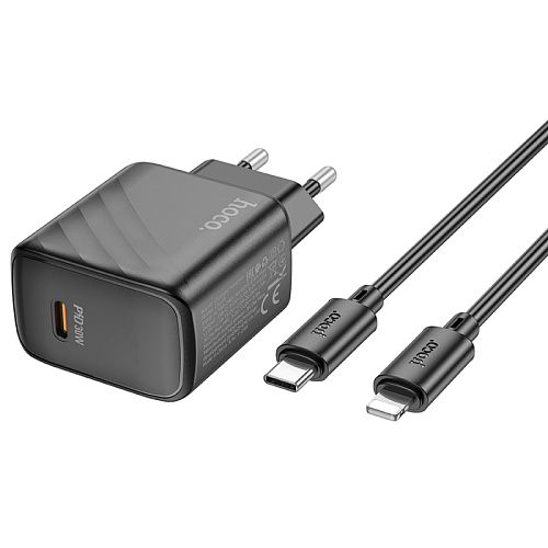 Сетевое зарядное устройство, 1 PD 30W (CS22A), HOCO, Type-C to Lightning, черный