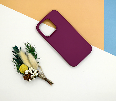 Чехол-накладка для iPhone 14 Pro, Silicon Case, без лого, винный