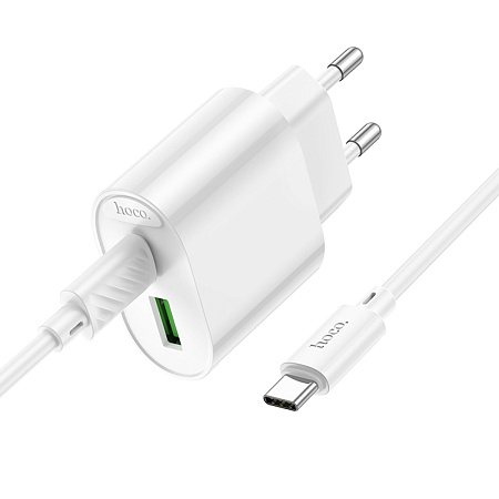 Сетевое зарядное устройство, 1 PD 20W + 1 USB 3.0 QC (C109A), HOCO, Type-C to Type-C, белый