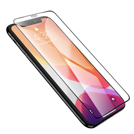 Защитное стекло на iPhone XR/11 (A777), HOCO, HD, рамка черная