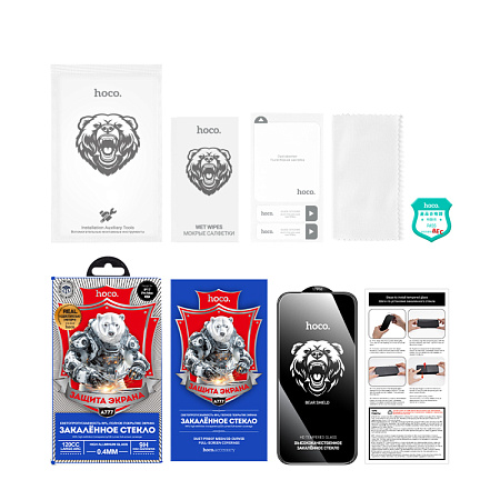 Защитное стекло для iPhone 17 Pro Max, A777, HOCO, HD, рамка черная